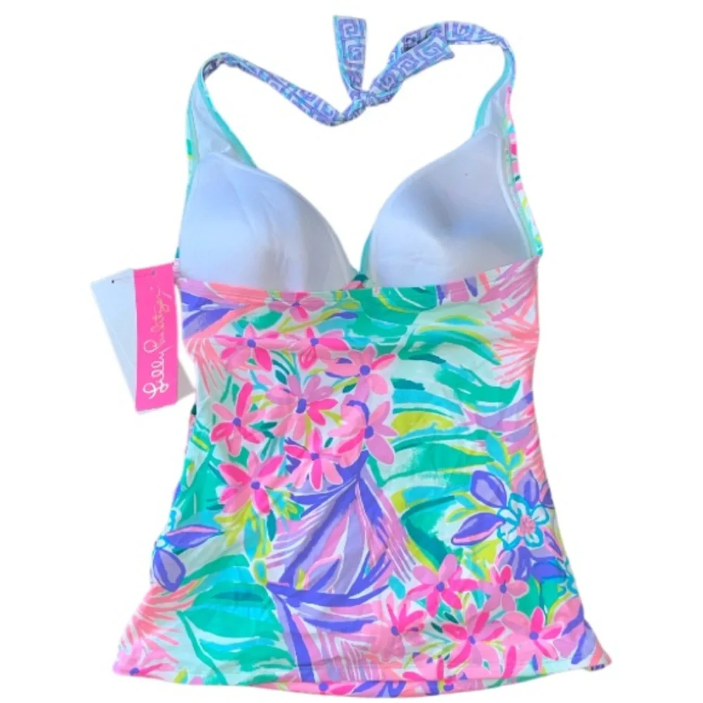 Lilly Pulitzer Bliss Halter Tankini in Pastel Pink Blue Floral - Picture 5 of 12